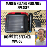Martin Roland Portable Rechargeable Speaker, PA System MPA-55 with Rechargeable Battery and Wireless Mic, Ear Mic and Clip Mic