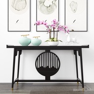 【TikTok】#New Chinese Style Altar Light Luxury Hallway a Long Narrow Table Solid Wood Console Tables Wall Zen Simple Warp
