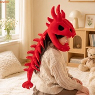 ALVIN Dinosaur Skeleton Costume, 3D Realistic Soft Dinosaur Plush Hat, Fun Prank PP Cotton Filling B