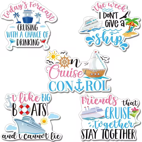 5 Pcs Magnetic Fridge Stickers - Funny Ship Door Magnets for Cruise Ship Decor - Refrigerator & Gara