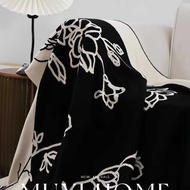 Magnolia Blanket Pure Cotton Air Conditioning Blanket French Cotton Office Nap Blanket Black Sofa Bl