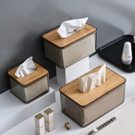 Transparent Design Wooden Lid Tissue Box 1 with Body Shows Level At a Glance OGON