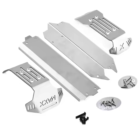 5-Pack Stainless Steel Front Rear Underbody Protection Plate Guard for TRAXXAS 1/10 MAXX V2.0 W/WIDE