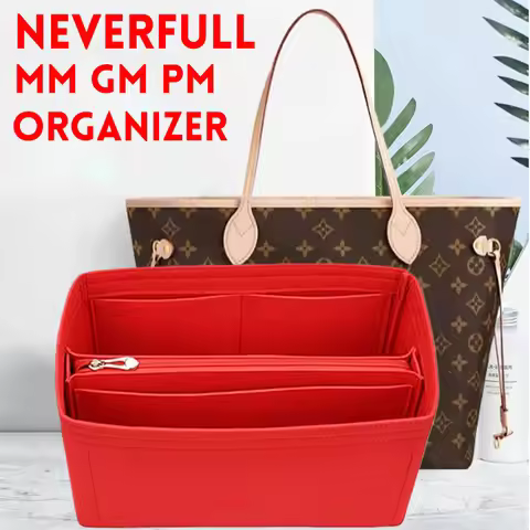 Felt Purse Organizer Insert For LV Neverfull MM GM PM Bag Shaper Liner Bag In Bag Organizer With Zip