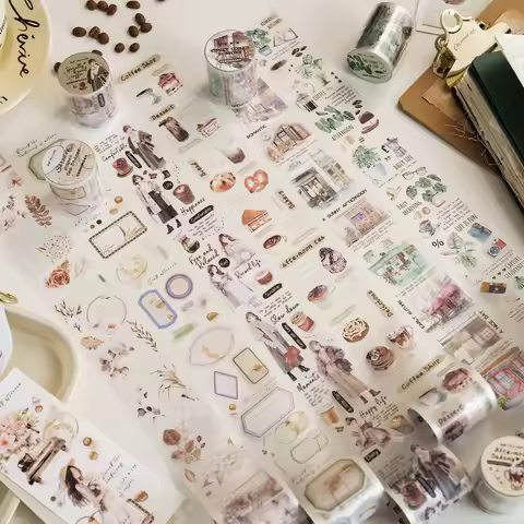 Card Lover 50mm*2m [Coffee Shop Series] Simplicity Journal Masking Tape PET Washi Tape Scrapbooking 