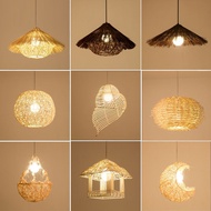 Retro Rattan Straw Hat Chandelier Rattan Art Round Bird's Nest Chinese Pastoral Restaurant Restauran