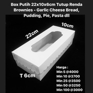 Box Putih 22x10x6cm Tutup Renda Cocok utk Brownies Korean Garlic Bread murah