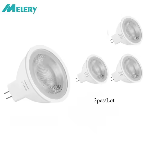 Melery MR16 LED Light Bulbs DC/AC 12V 6W Class A+ Halogen Equivalent Day White 6000K 500LM 120 Beam 