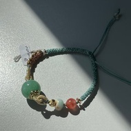 Angel's tears翠色-天然緬甸玉 果陽綠翡翠大珠 南紅 編織手繩