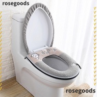 ROSEGOODS1 Cushion+lid Cover, Zipper Style Warm Toilet Seat Mat Set, Washable Winter Pad Bidet Mats Bathroom Universal Closestool Seat  Toilet