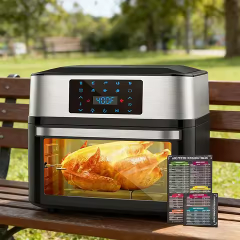 Large 20 QT Air Fryer Oven Combo with Window 10-in-1 Toaster Oven Airfryer with Rotisserie and 3 Deh