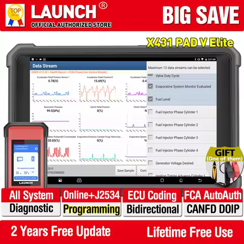 LAUNCH X431 PAD V ELITE Online J2534 Program ECU Coding Auto Diagnostic Tools Bidirectionnal All Ser