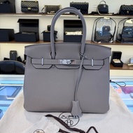 ✨Hermes 愛馬仕 Birkin30 手提包銀河灰 M8銀扣 D刻 附件：塵袋鎖具