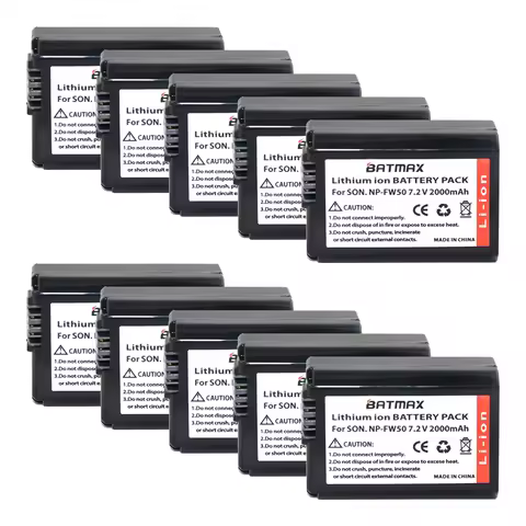 Batmax 10Pcs 2000mah NP-FW50 NP FW50 Rechargeable Battery for Sony NEX-7 NEX-5R NEX-F3 NEX-3D Alpha 