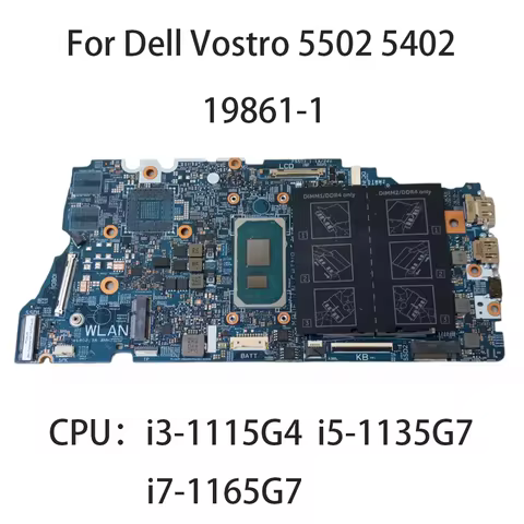 Laptop Motherboard 19861-1 For Dell Vostro 5502 5402 Inspiron Notebook Mainboard 0WNVYK 0MTYV1 0W3XW