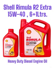 Shell Rimula R2 Extra 15W-40 /6Ltrs. &amp; 6+1Ltrs. F-4 น้ำมันเครื่องยนต์ดีเซลสำหรับรถบรรทุกงานหนักงานหนัก Heavy Duty Diesel Engine Oil