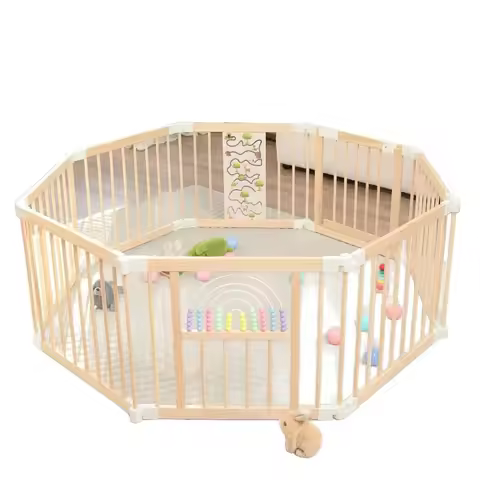 Wooden baby fence, foldable household children's crawling fence, game fence