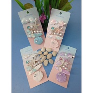 ETH 153 Cute Girls' Hair Clips 1 Board contains 5 pcs Pearl Shell Ribbon Variations