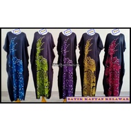 MBS-03 Muslimah Batik Kaftan Cotton Basic Black Baju Tidur Kelawar Short Sleeve Nightdress Sleepwear