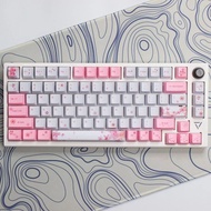 Tokyo Keycap Keycap Keycap Tokyo Sakura Pro/ GK61 PBT Sublimation สีชมพูคีย์บอร์ดญี่ปุ่นสำหรับเชอร์ร