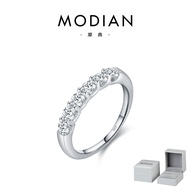 Modian ผู้หญิง แหวน S925 เงินสเตอร์ลิงแฟชั่นหรูหราประกายชุดช่อง Moissanite แหวน เรียบหรู เครื่องประด