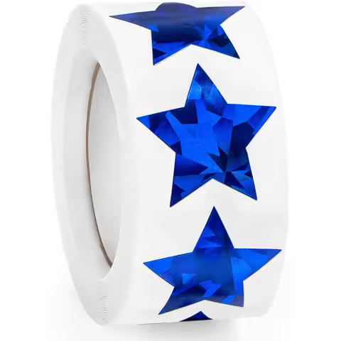 100-500pcs Blue Holographic Star Sticker Party Gift Wrapping Label Scrapbook Cartoon Rewards Station