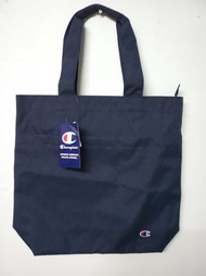 (全新) 購自日本Champion 深藍色拉鏈可上博側孭帆布袋/購物袋/手挽袋/tote bag/側狽袋