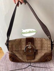 Coach中古老花真皮腋下包 Shoulder Bag