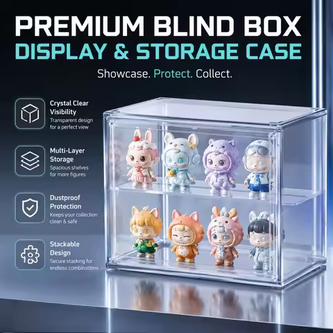 Acrylic Display Case Compatible with POP MART, Dustproof Showcase for Blind Box Figures LEGO Models 