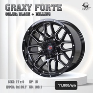 ล้อแม็ก ขอบ17 SIZE 17" × กว้าง 9" INSET 15 ราคา1ชุด (4วง) ยี่ห้อ GRAXY รุ่น GRAXY FORTE สี ดำ