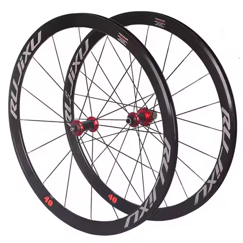 Super loud RUJIXU 700C 40mm Carbon fiber hub straight flat spoke road bike wheelset rim brake 700C b