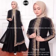 Sky Moslem - Latest Gamis Abaya Turkey 1322 Jersey Super Mix Tille Embroidery Import Mote