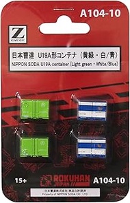 Rokuhan Z Gauge A104-10 Japanese Soda U19A Shape Container (Yellow-Green, White, Blue) Pack of 4