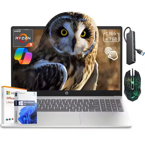 HP 15.6" Touchscreen Laptop for Business & Student, AMD Ryzen 3 7320U, 8 GB RAM, Up to 1TB SSD, Win 