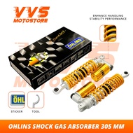 Ohlins Rear Shock Gas Absorber 305MM  For Nmax v2/Aerox V1V2 with Bolts and Sticker made in Thail