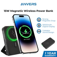 Anvers Magnetic Wireless Power Bank 10000mAh 15W Fast Charging Strong Snap-on Foldable Stand for iPh