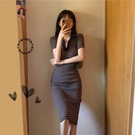 Neploe  Vestidos De Mujer Korean Temperament Knit Long Woman Dress Summer Sexy Robe Slim Bodycon Plaid Dresses for Women
