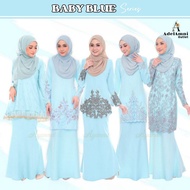 Tema Baby Blue Baju Kurung Dewasa Plus size Lace Moden Tunang Bridesmaid Kenduri Raya (Size 32-60)