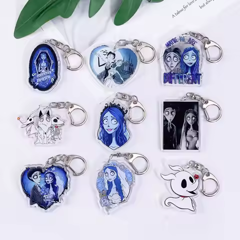 Disney Tim Burton's Corpse Bride Cute Acrylic Keychain Accessories Creative Cartoon Bag Charm Backpa