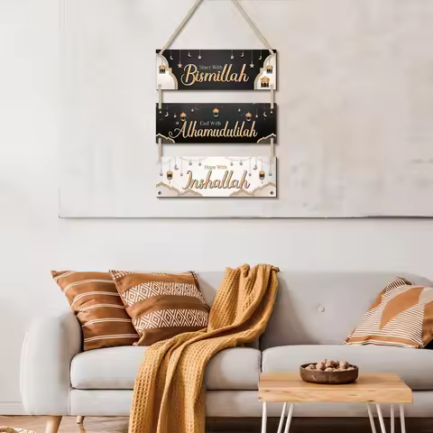 Eid Mubarak Wooden suspension Ramadan Decoration For Home 2026 Islamic Muslim Party Decor Gifts Rama