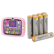 VTech Light-Up Baby Touch Tablet, Pink with Amazon Basics AAA Batteries Bundle