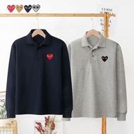 PLAY CDG Long sleeved polo shirt Cotton shirt Embroidery heart Men's Women's shirts Couple shirtPL01