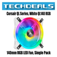 Corsair QL Series, White QL140 RGB, 140mm RGB LED Fan, Single Pack