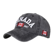 CANADA Letter Baseball Cap Wash Cotton Old Denim Baseball Cap Canadian Flag Hat B869 【JUN】
