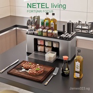 NETEL Kitchen Organizer Rack Cutlery Tube 304 Stainless Steel Rack Multifunctional Seasoning Rack Sp