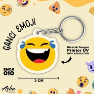 GANTUNGAN EMOJI THEME KEYCHAIN - CUTE ACRYLIC KEYCHAIN WITH DOUBLE-SIDED EMOJI PRINT 010