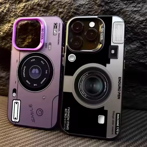 Creative Retro Camera Plating Case for Samsung Galaxy S25 S21 Plus S24 Ultra S23 S22 FE A56 A36 A26 