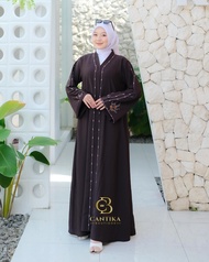 CANTIKA BOUTIQUE STORE Gamis ABAYA ARUMI JET BLACK Premium Outher Abaya Terbaru Mewah Dan Elegan Can