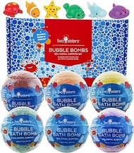 Two Sisters Bubble Bombs Sea Animal Surprise Set | Includes 6 Large 99% Natural Fizzies in Gift Box, Safe for Kids | Bath Bomb with Squishy Toys Inside | Fun Fizzy Bubble Bath Time for Boys and Girls