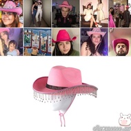 ELEGA Pink  Cowboy Hat Western Cowgirl Women Girls Rhinestones Cowgirl Hat